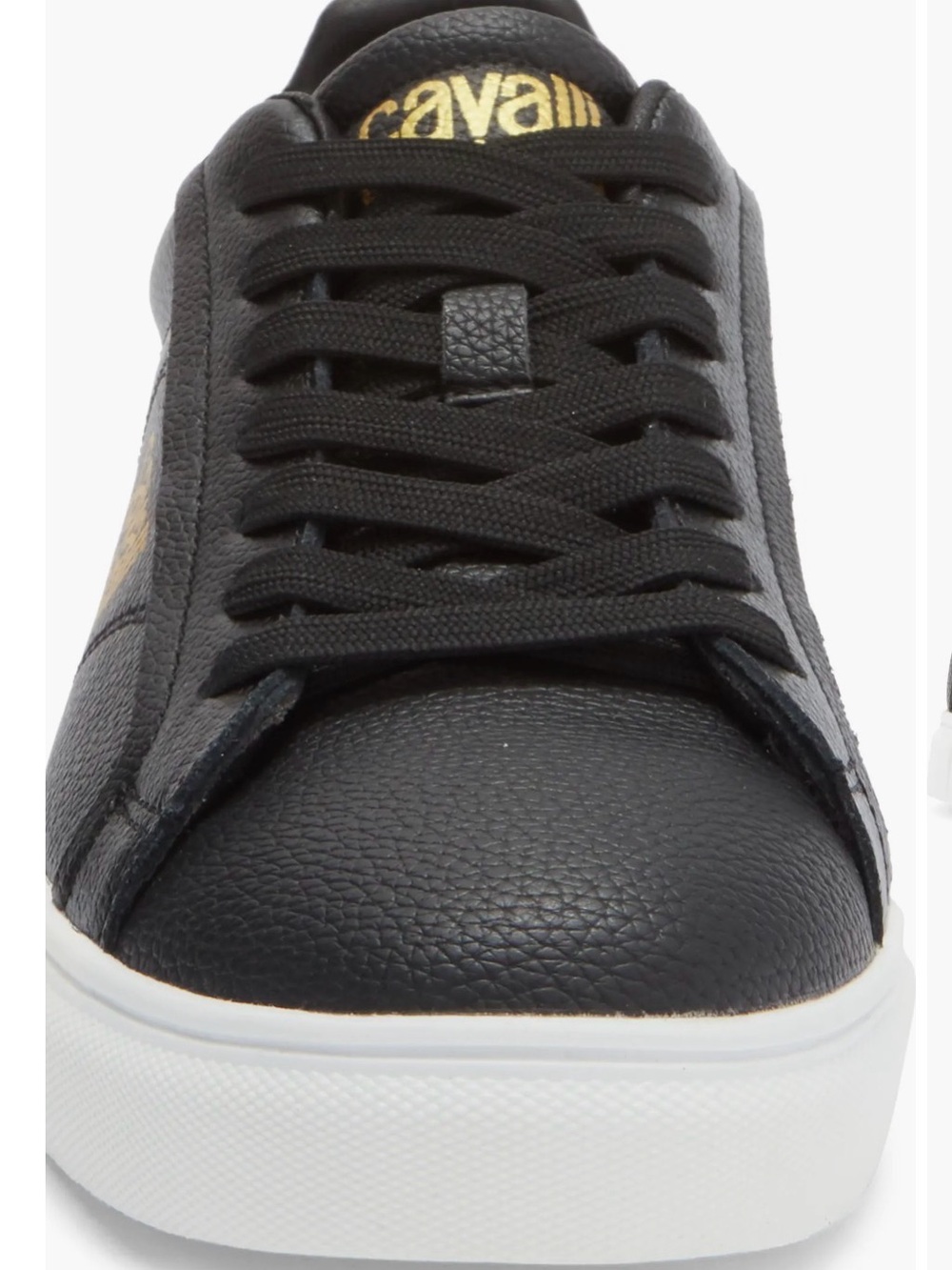 Cavalli Class Men's Black and White Low-Top Leather Sneakers